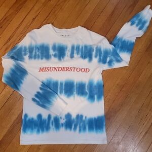PacSun White and Blue Tie-Dye Mens Long Sleeve Tee